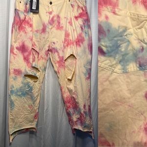 Tie Dye Distressed Plus Size Pants